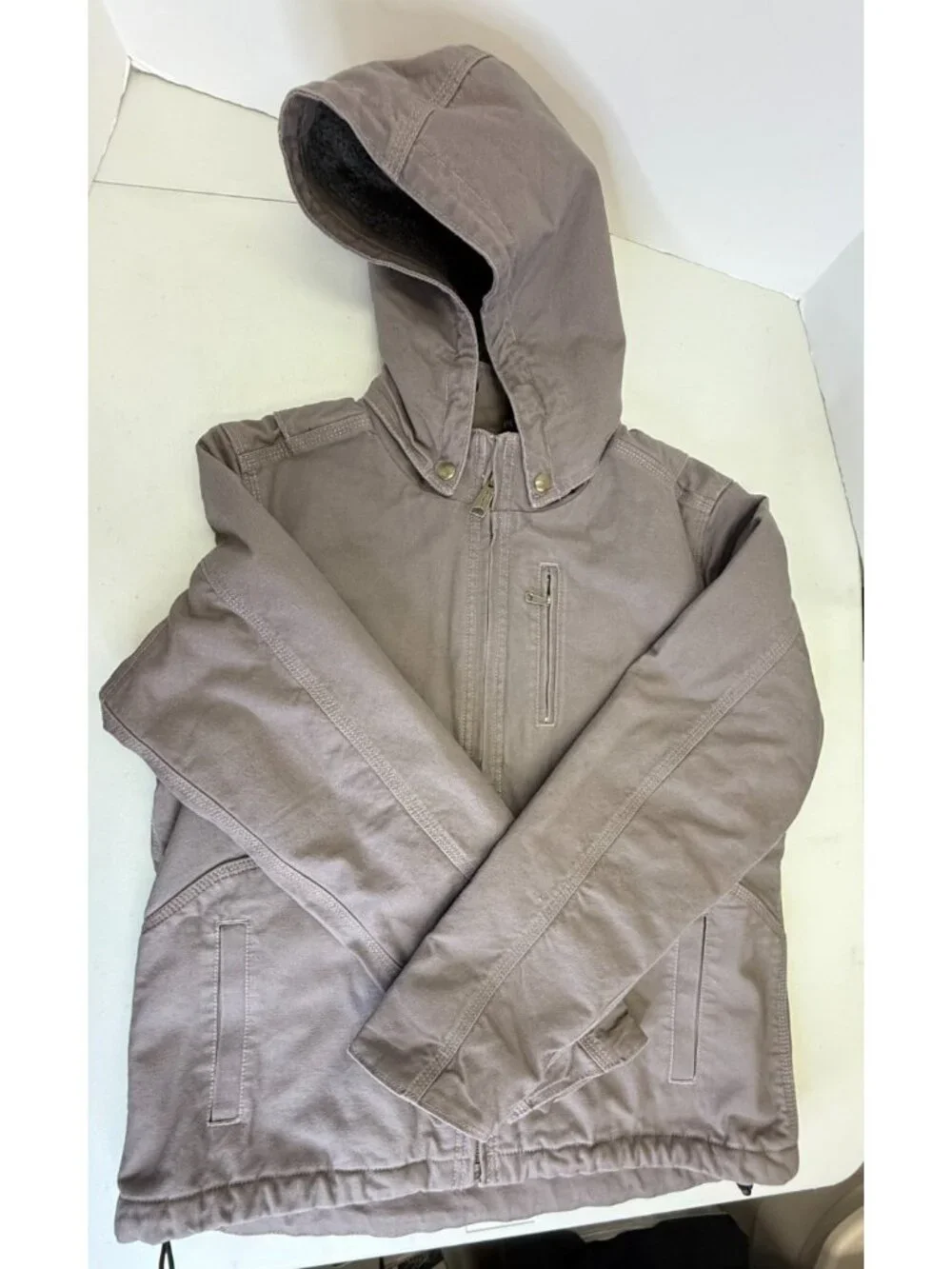 Carhartt Canvas Jacket Youth Childrens Medium 8 10 Caldwell Sherpa Lined Hooded